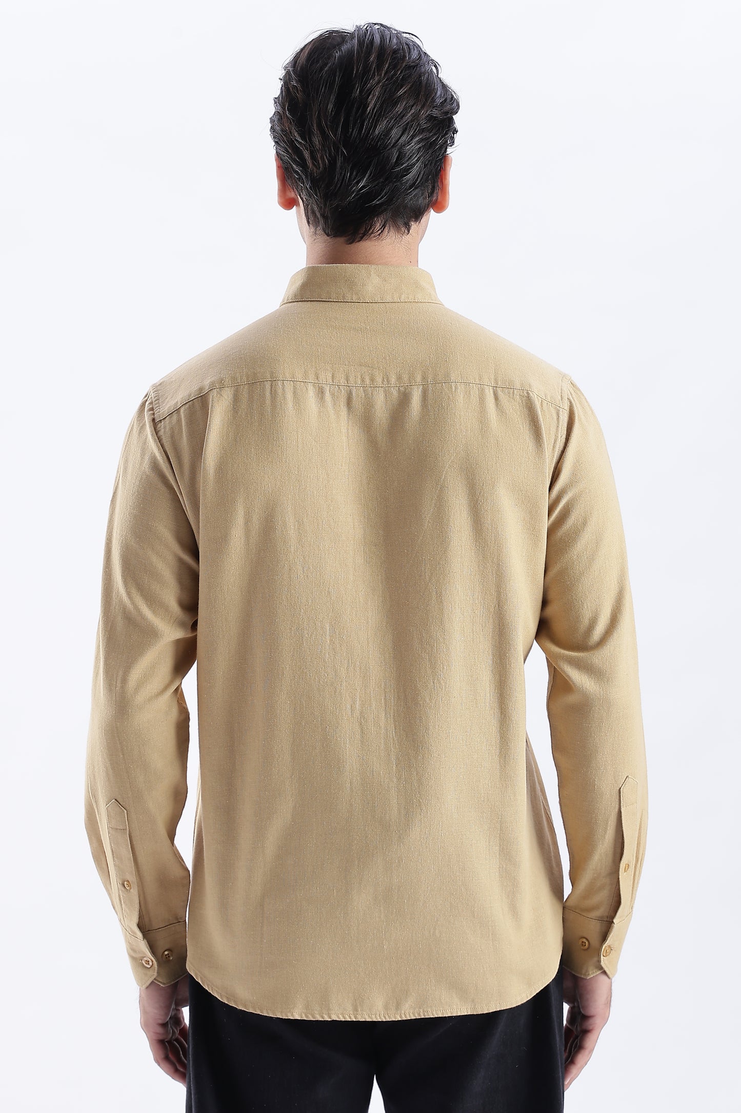 Uri Taupe Spread Collar Solid Shirt