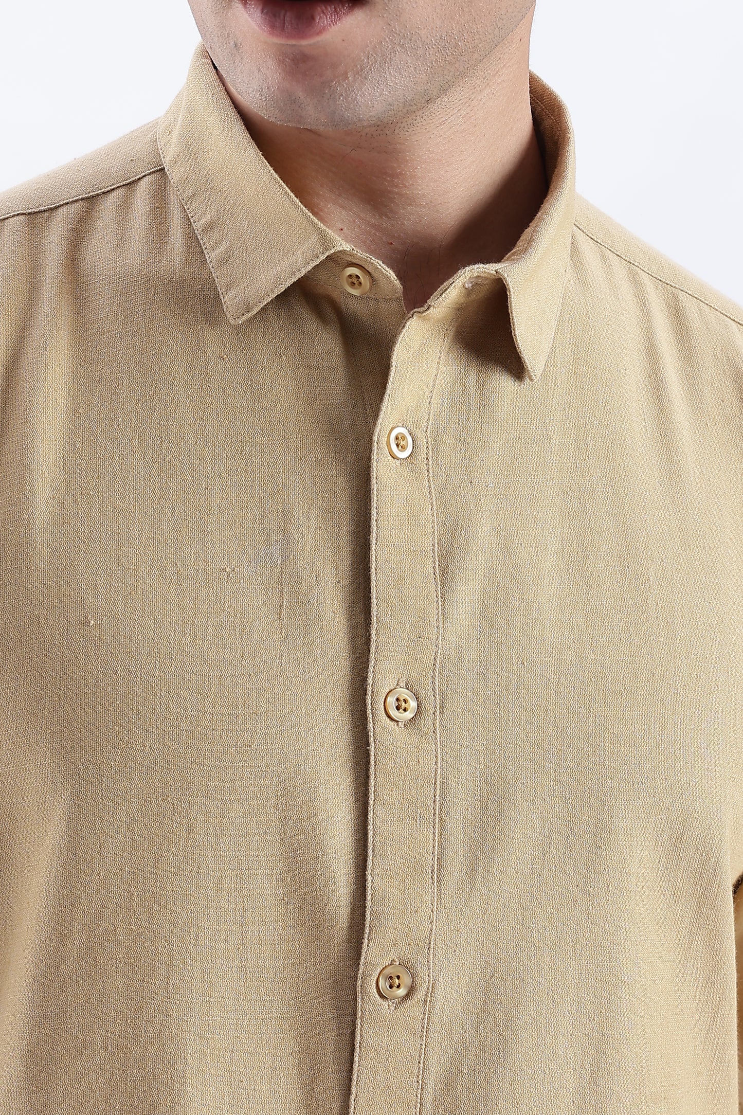 Uri Taupe Spread Collar Solid Shirt