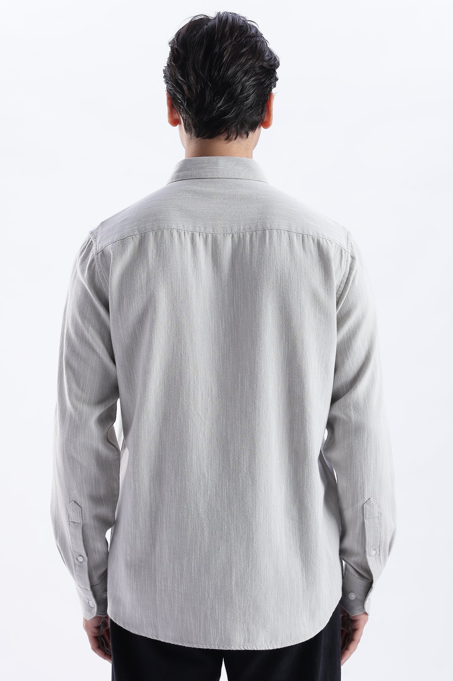 Uri Light Grey Spread Collar Solid Shirt