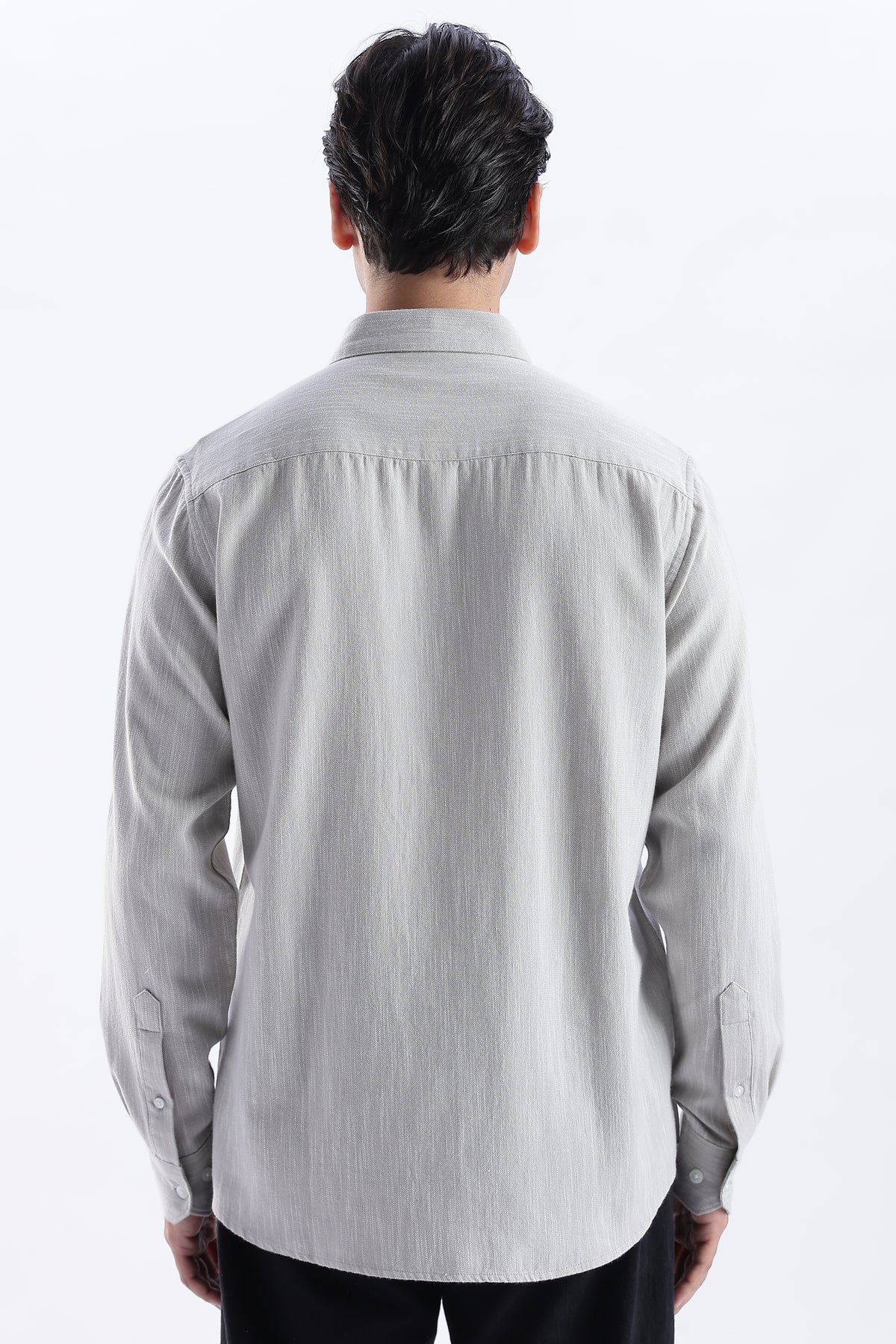 Uri Light Grey Spread Collar Solid Shirt