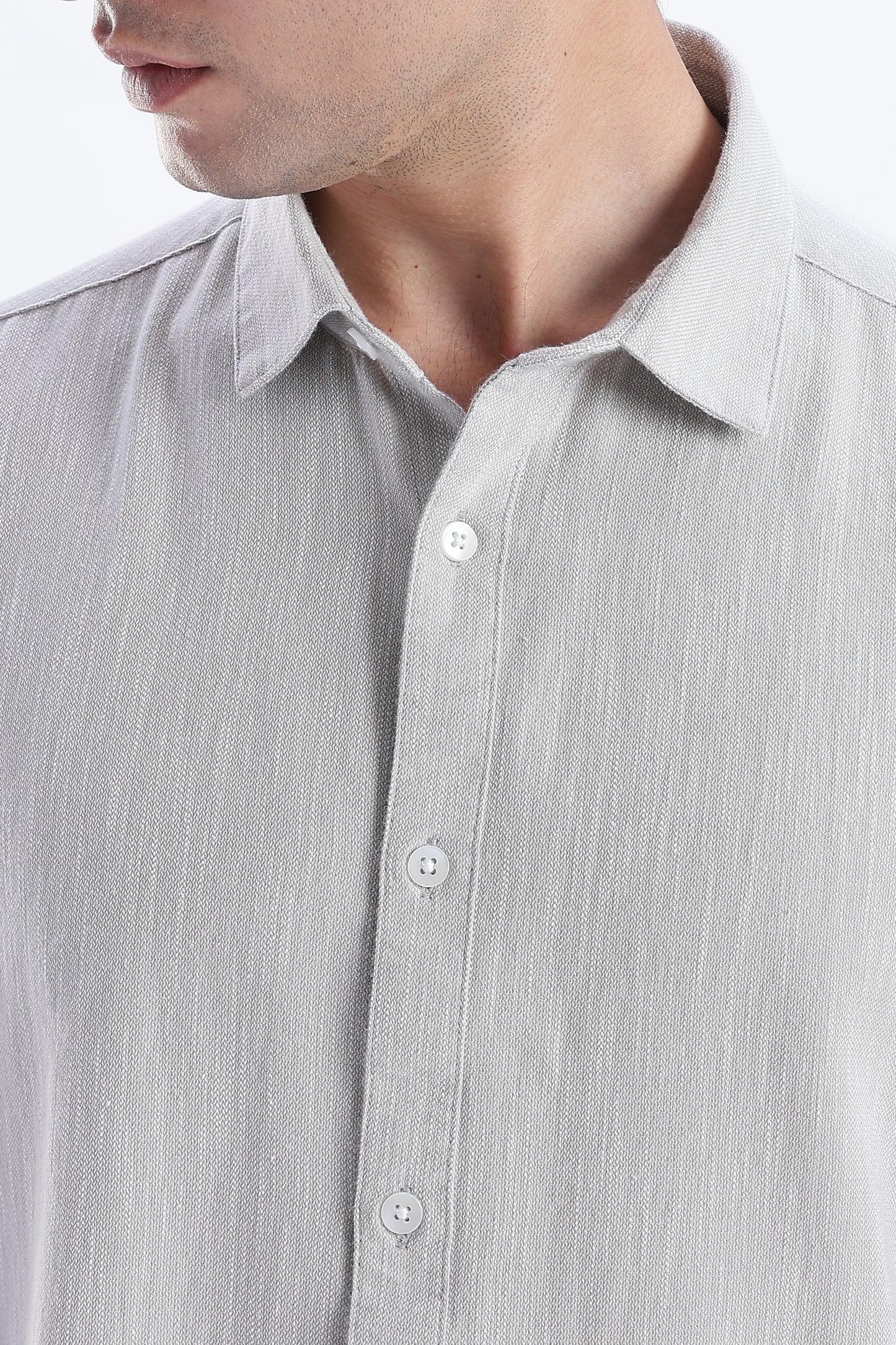 Uri Light Grey Spread Collar Solid Shirt