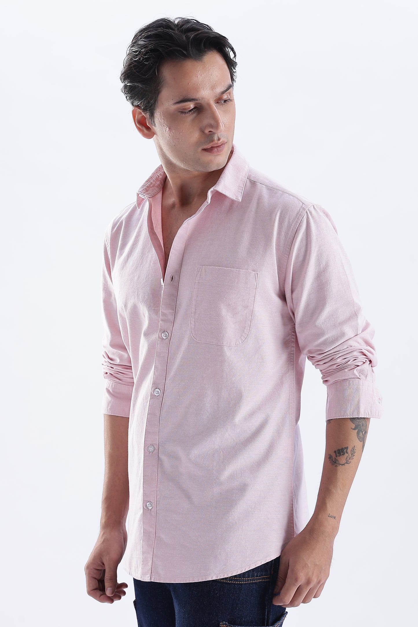 Uri Mauve Spread Collar Oxford Shirt