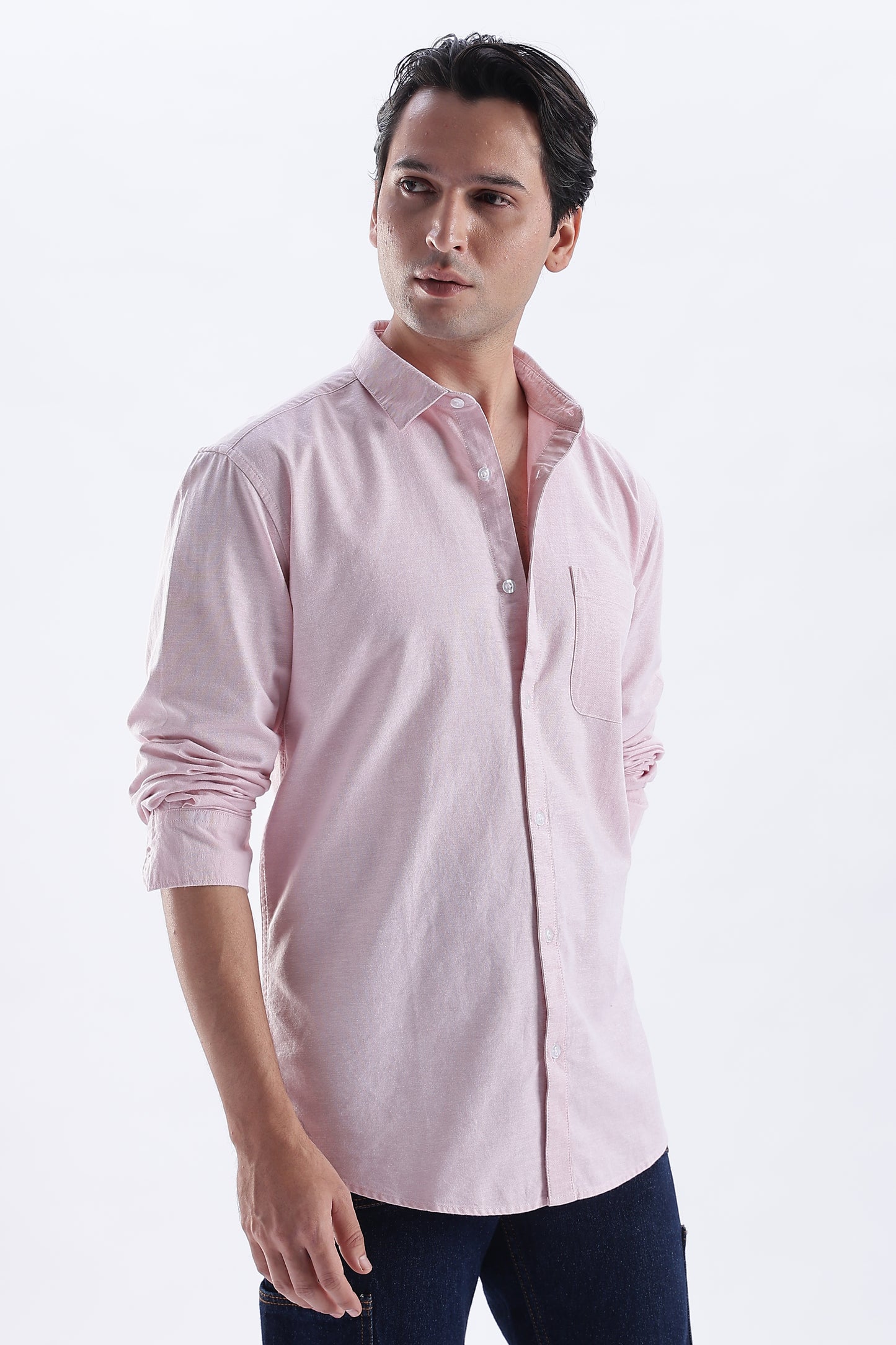 Uri Mauve Spread Collar Oxford Shirt