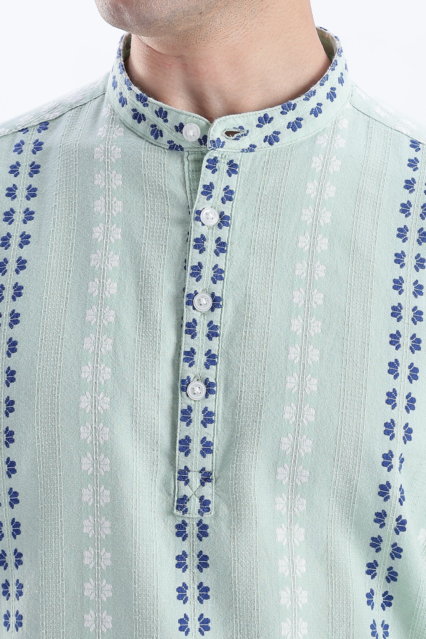 Uri Mint Dobby Motif Short Kurta