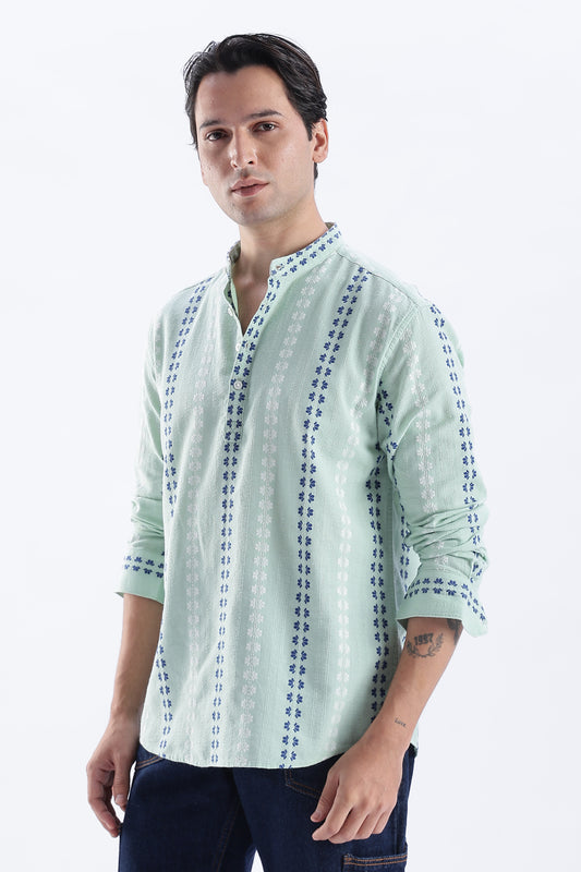 Uri Mint Dobby Motif Short Kurta