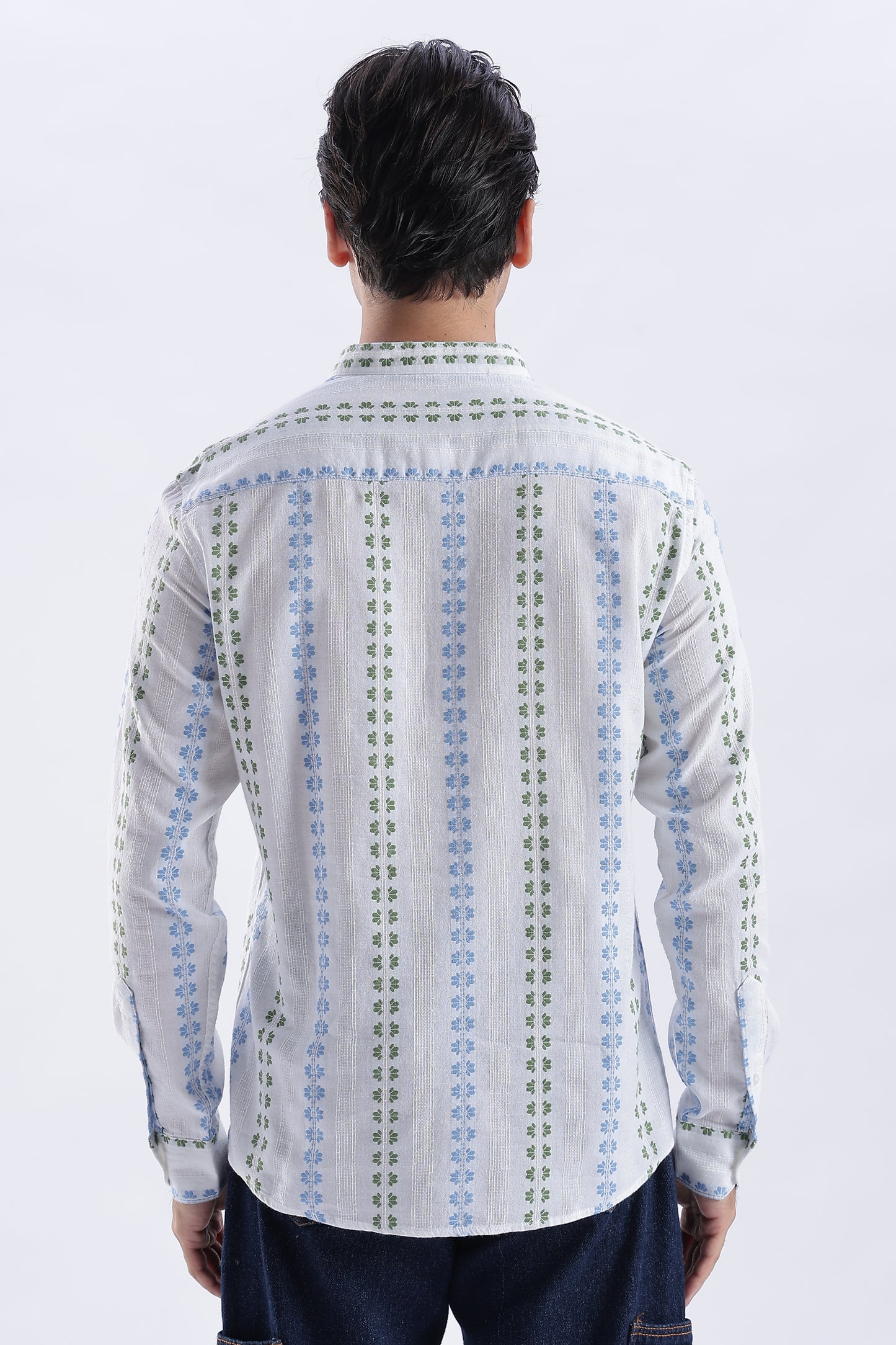 Uri Ice White Dobby Motif Short Kurta