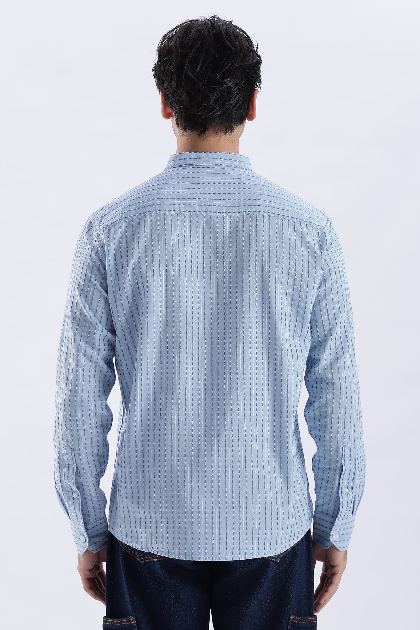 Uri Azure Dobby Stripe Short Kurta