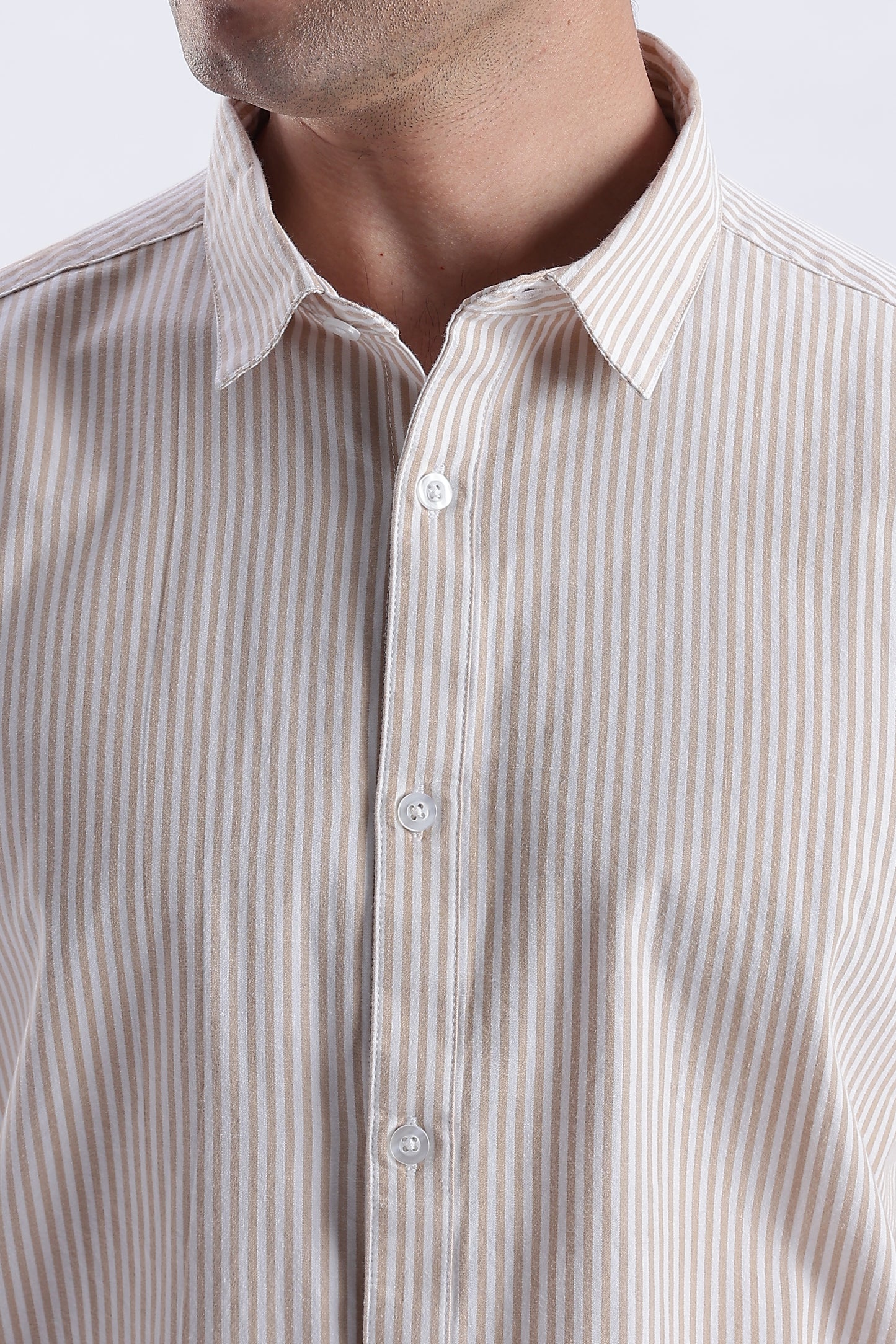 Uri Brown Pinstripe Cotton Shirt