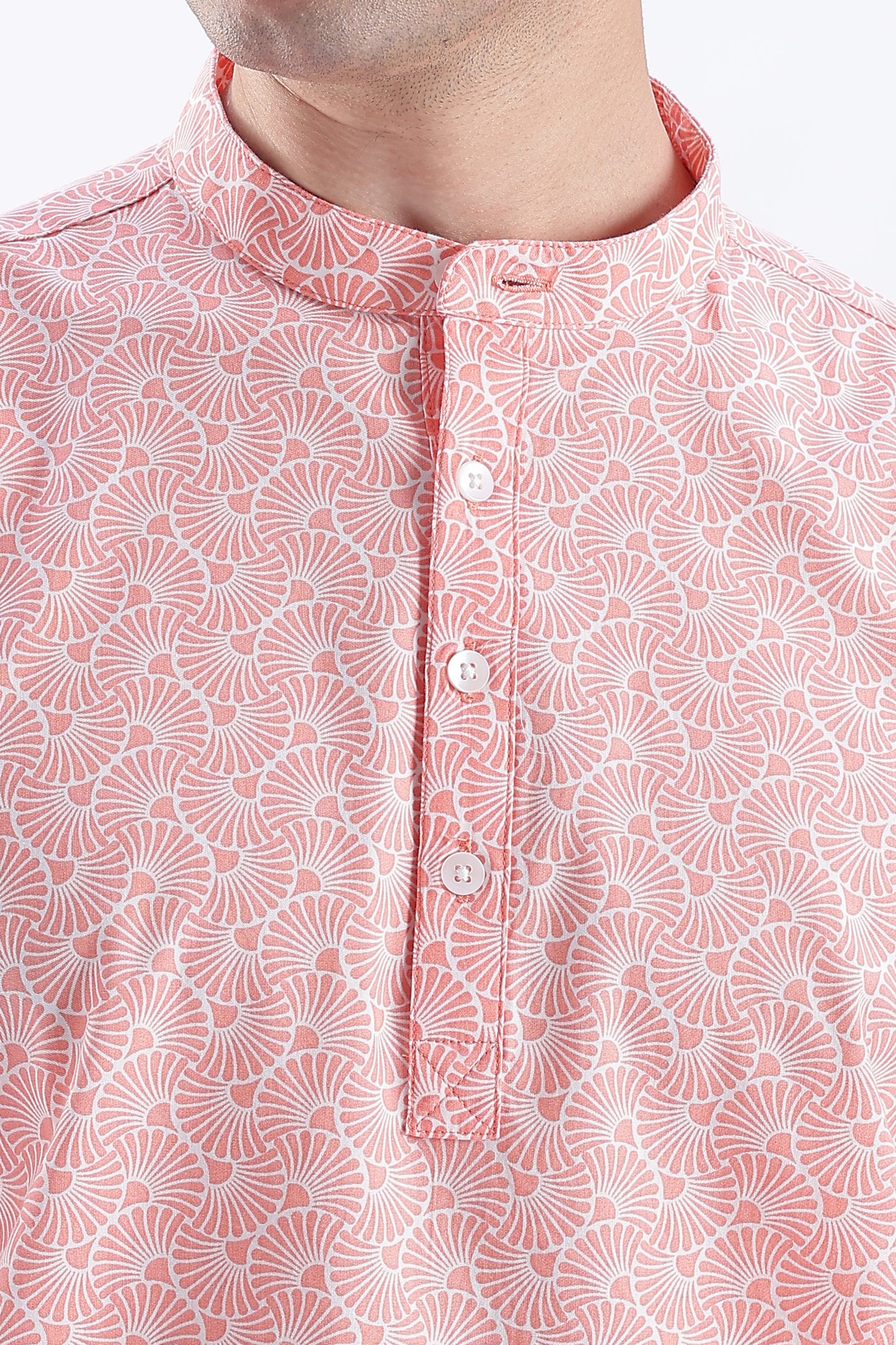 Uri Coral Pink Printed Short Kurta