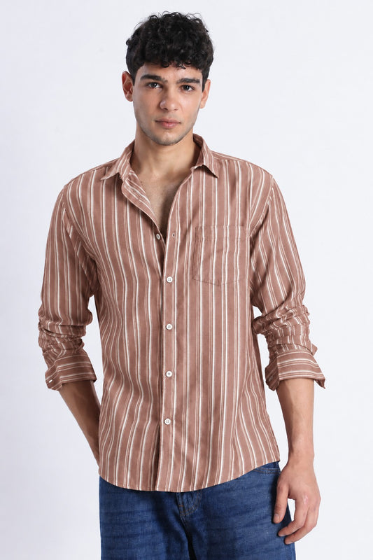 Terracotta Stripe Casual Shirt