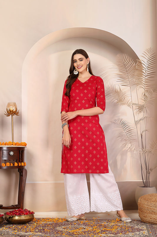 Women Dark Pink Ethnic Motifs Cotton Angrakha Kurta