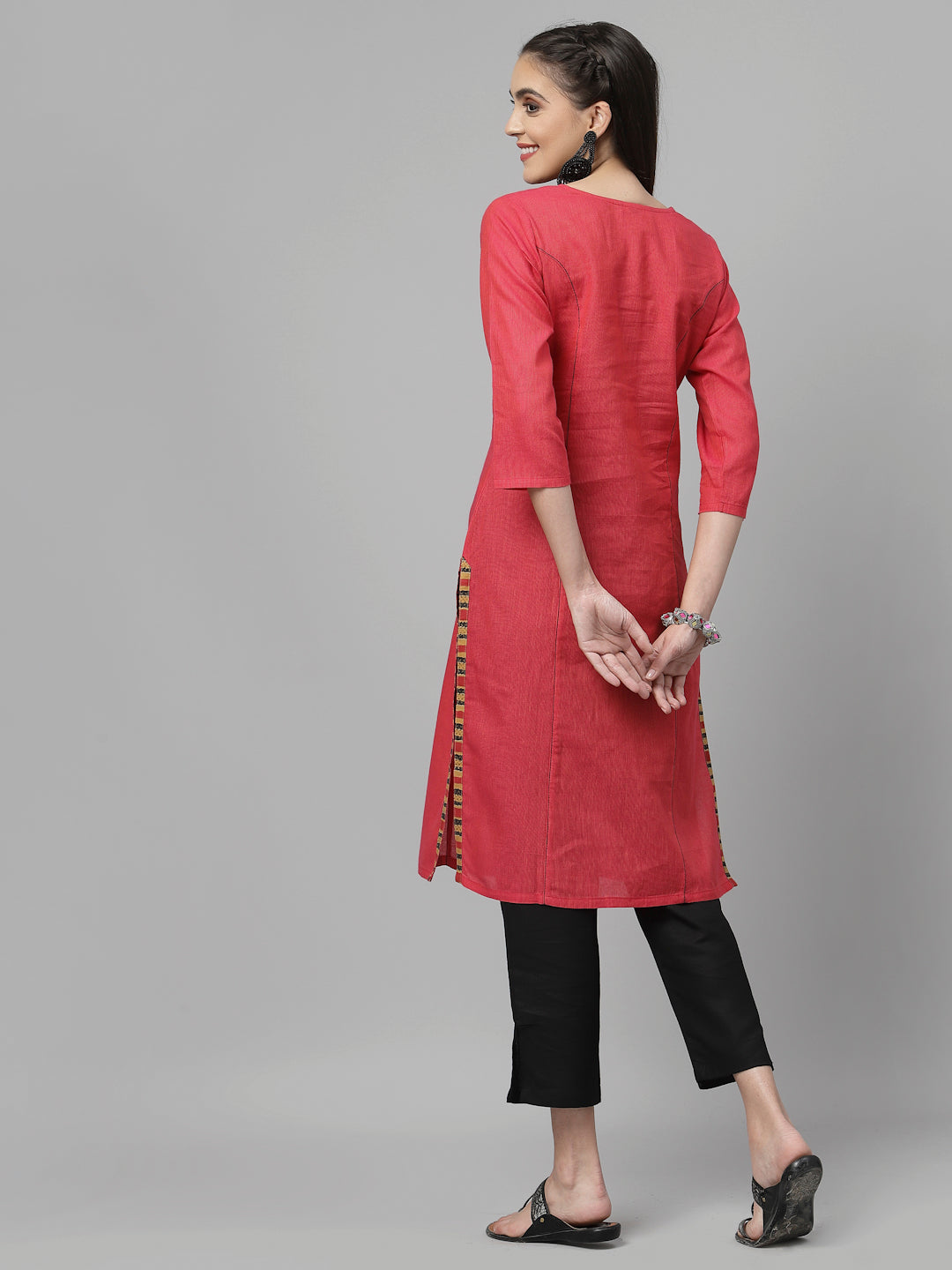 Women Pink Cotton Striped Kurta - Kashyap Global Lifestyles LLP