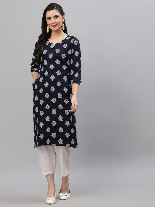 Women Blue Printed Kurta - Kashyap Global Lifestyles LLP