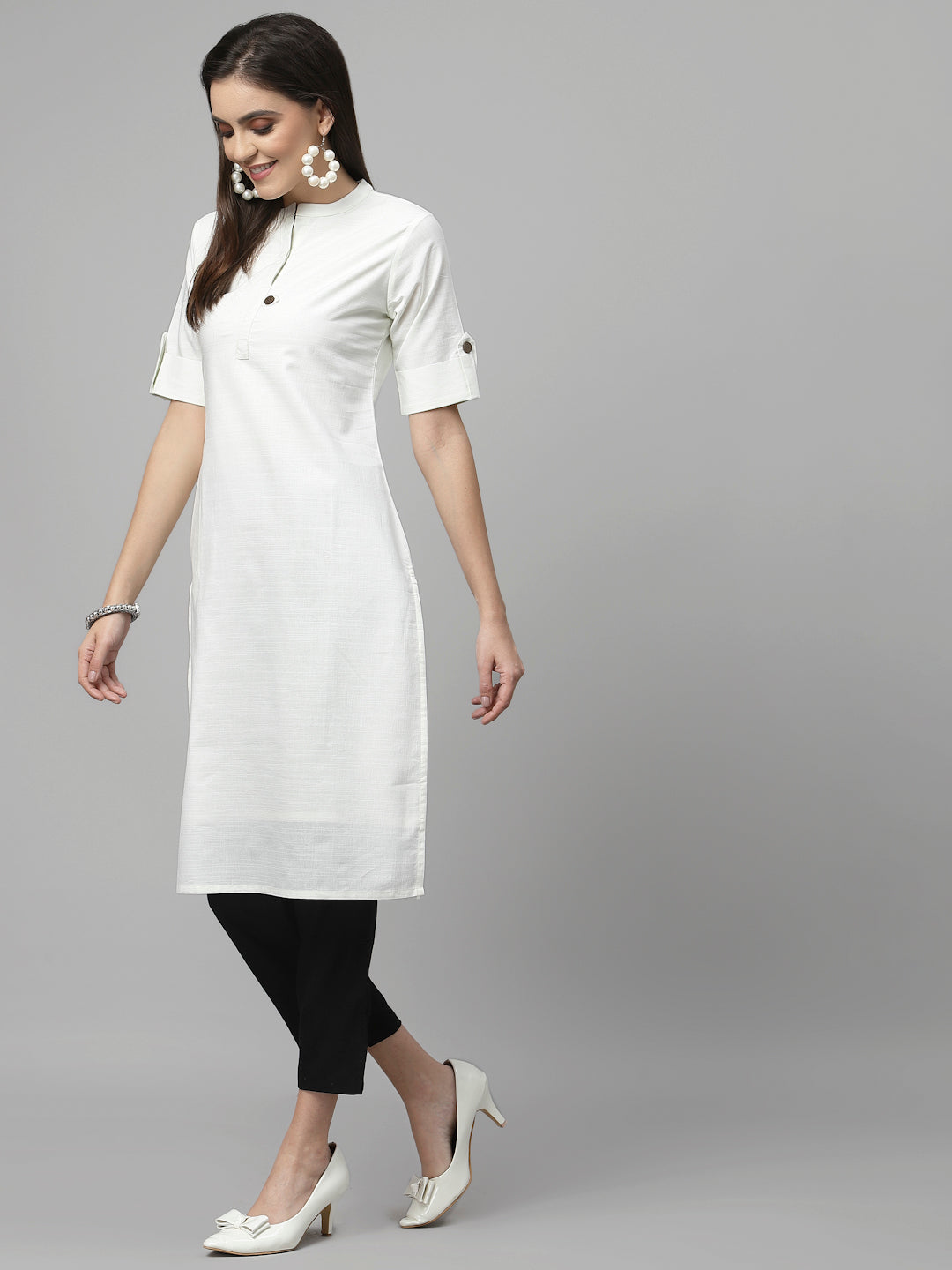 Women Lemon Yellow Knee Length Kurta - Kashyap Global Lifestyles LLP