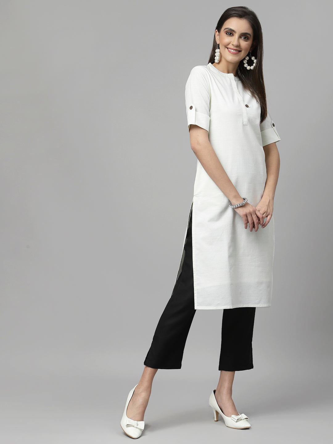 Women Lemon Yellow Knee Length Kurta - Kashyap Global Lifestyles LLP