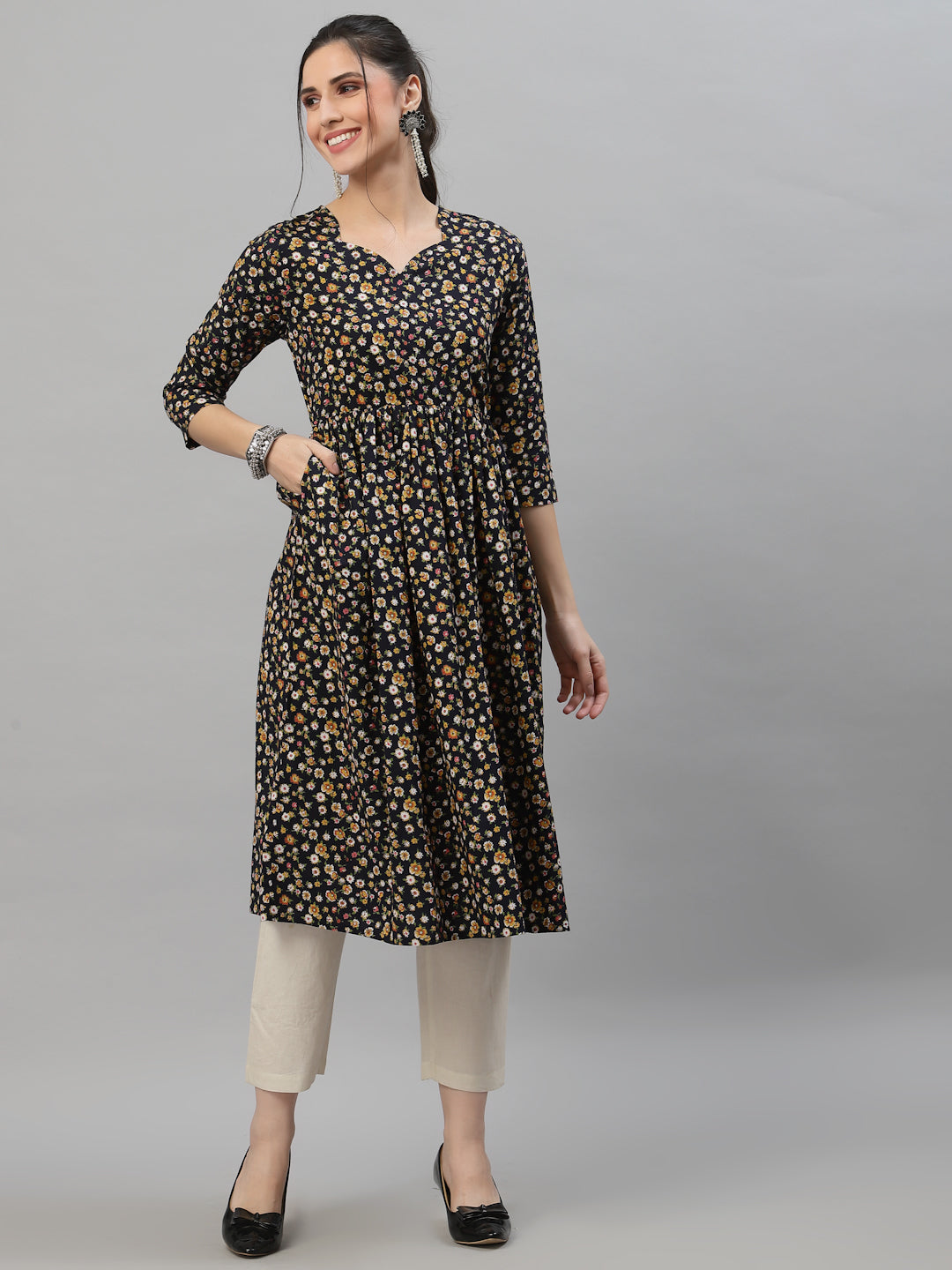 Women Floral Print Anarkali Kurta - Kashyap Global Lifestyles LLP