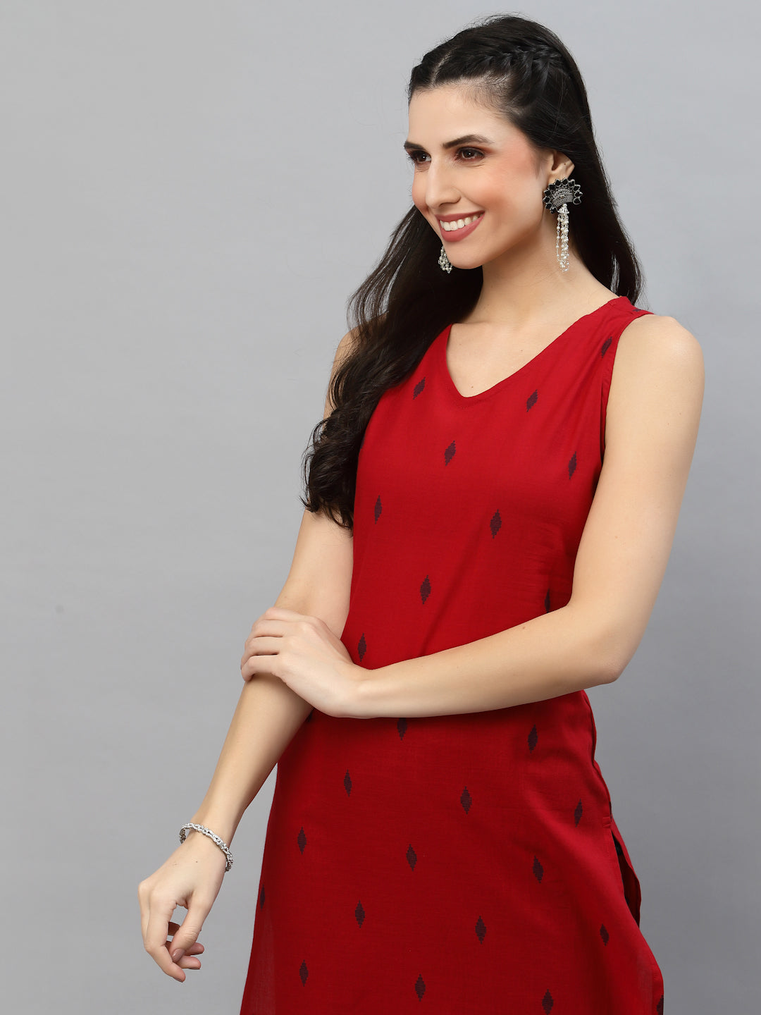 Women Dobby Woven Design Sleeveless Kurta - Kashyap Global Lifestyles LLP
