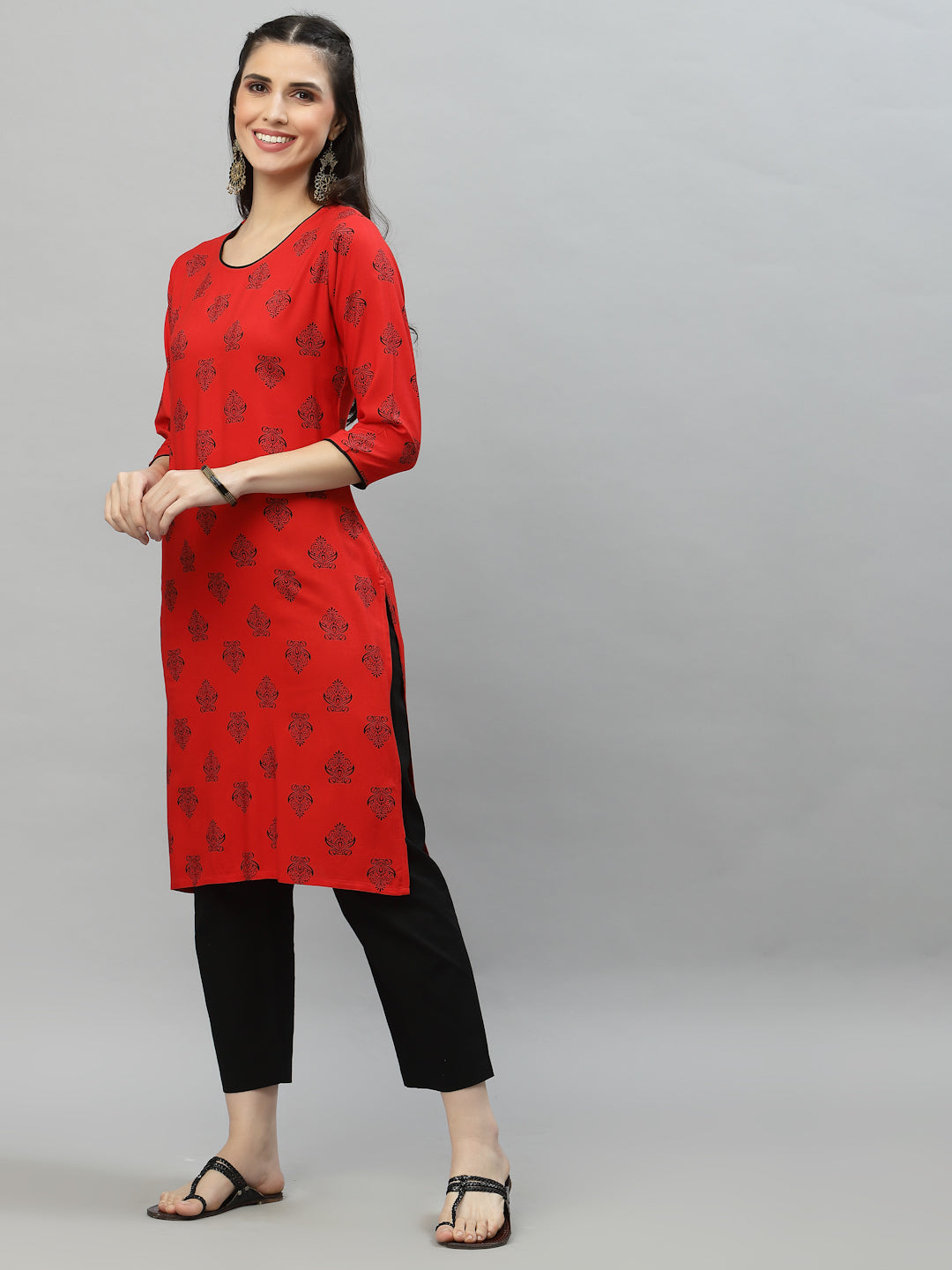 Women Red Printed Kurta - Kashyap Global Lifestyles LLP