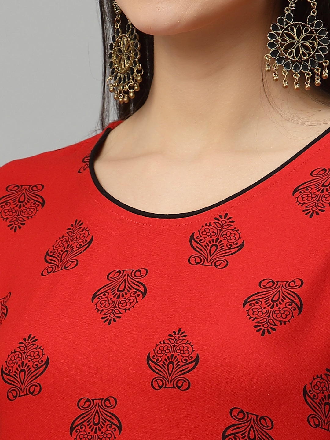 Women Red Printed Kurta - Kashyap Global Lifestyles LLP