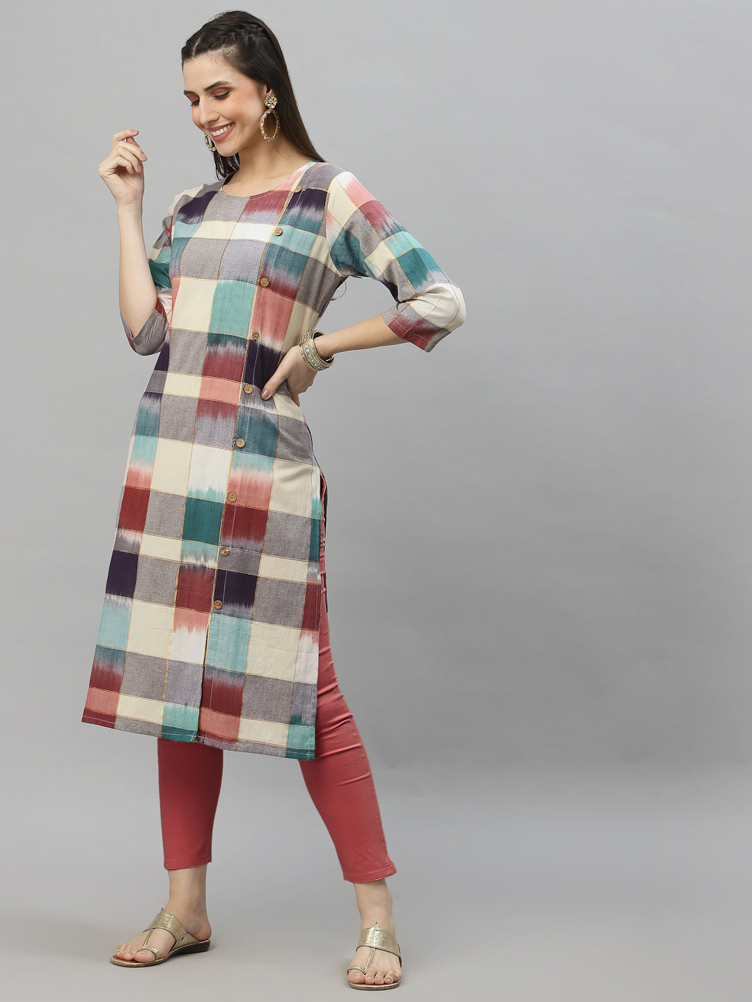 Women Ikat Woven Design Kurta - Kashyap Global Lifestyles LLP