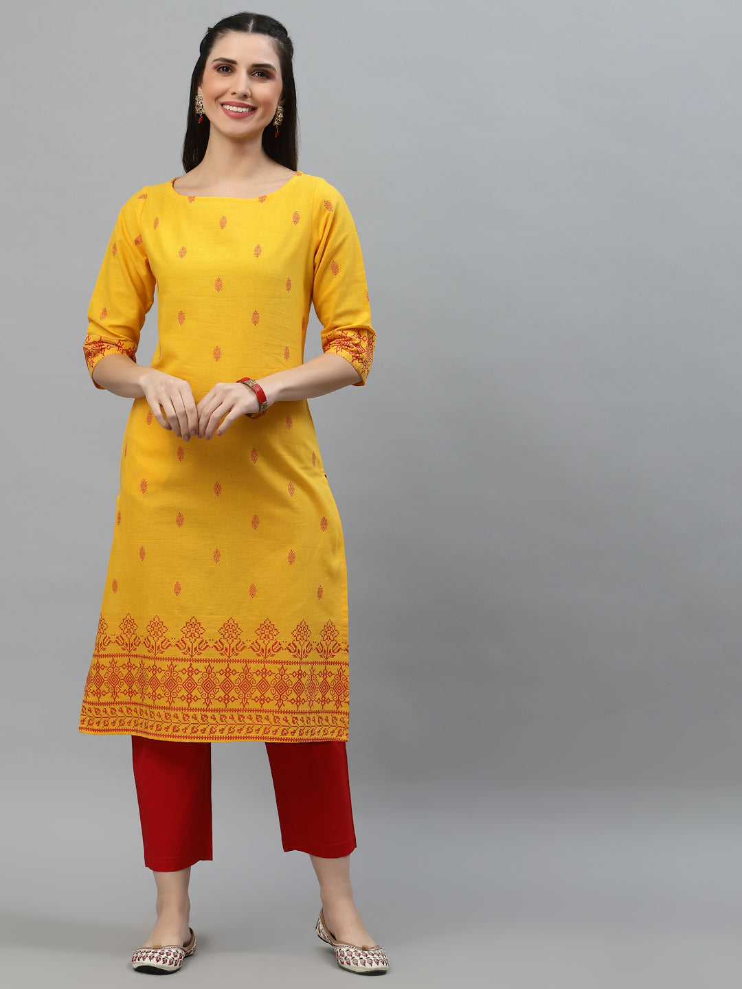 Women Ethnic Motifs Woven Design Kurta - Kashyap Global Lifestyles LLP