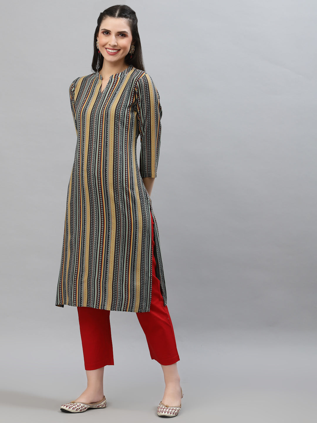 Women Multicolor Printed Viscose Kurta - Kashyap Global Lifestyles LLP