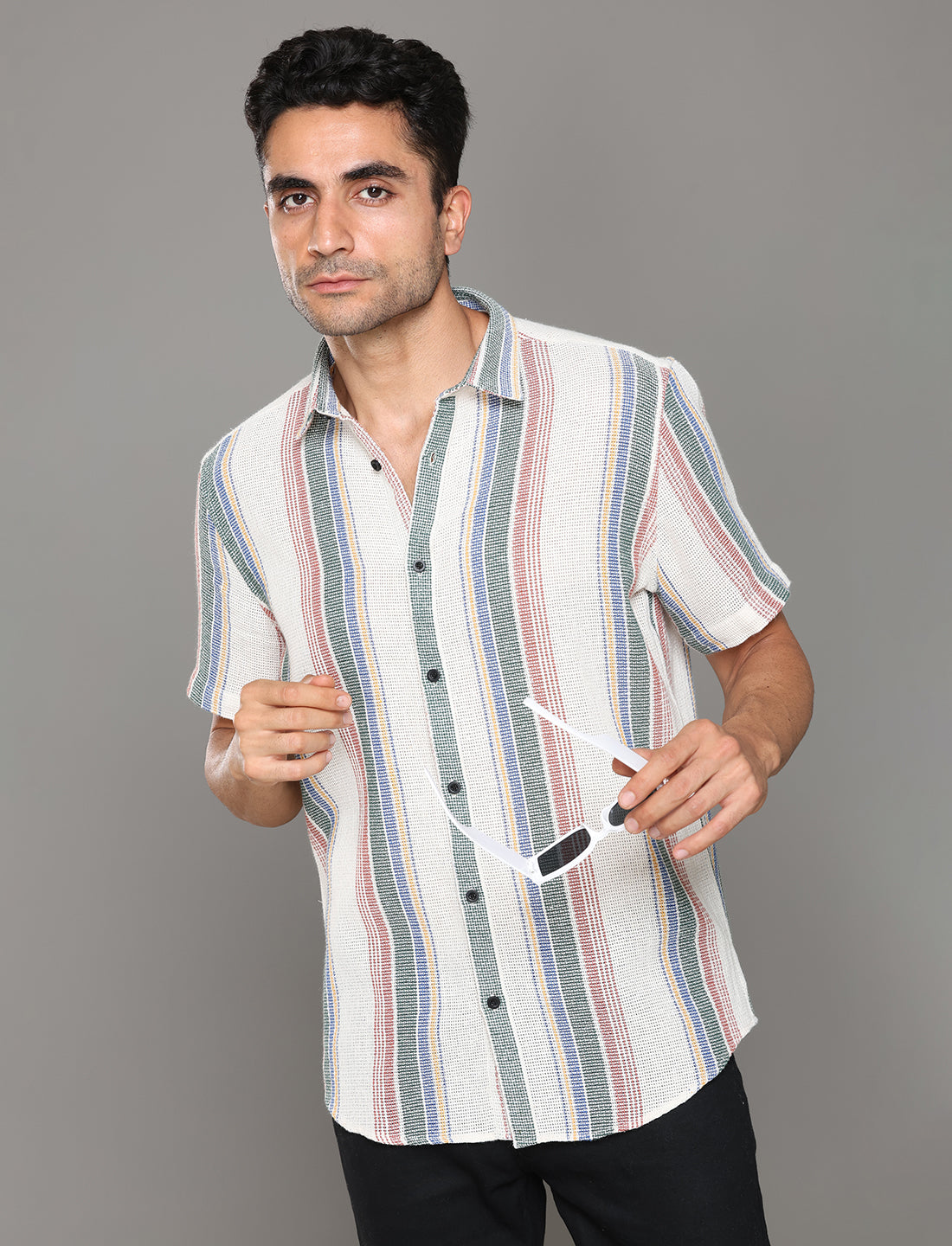 Uri Matte Weave Multicolor Casual Shirt