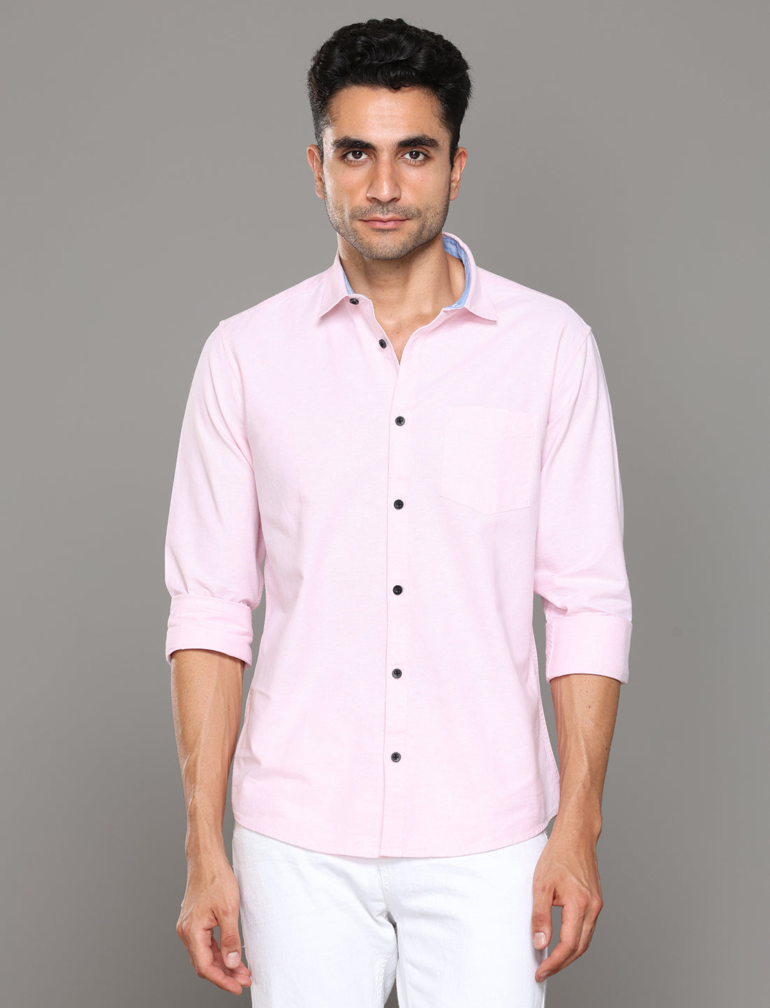 Men Baby Pink Oxford Casual Shirt - Kashyap Global Lifestyles LLP