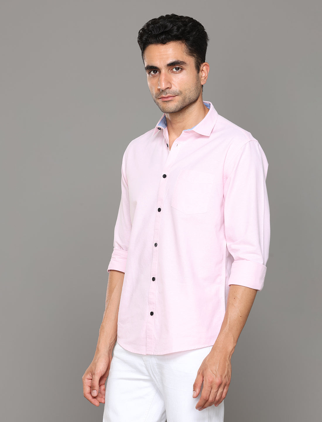 Men Baby Pink Oxford Casual Shirt - Kashyap Global Lifestyles LLP