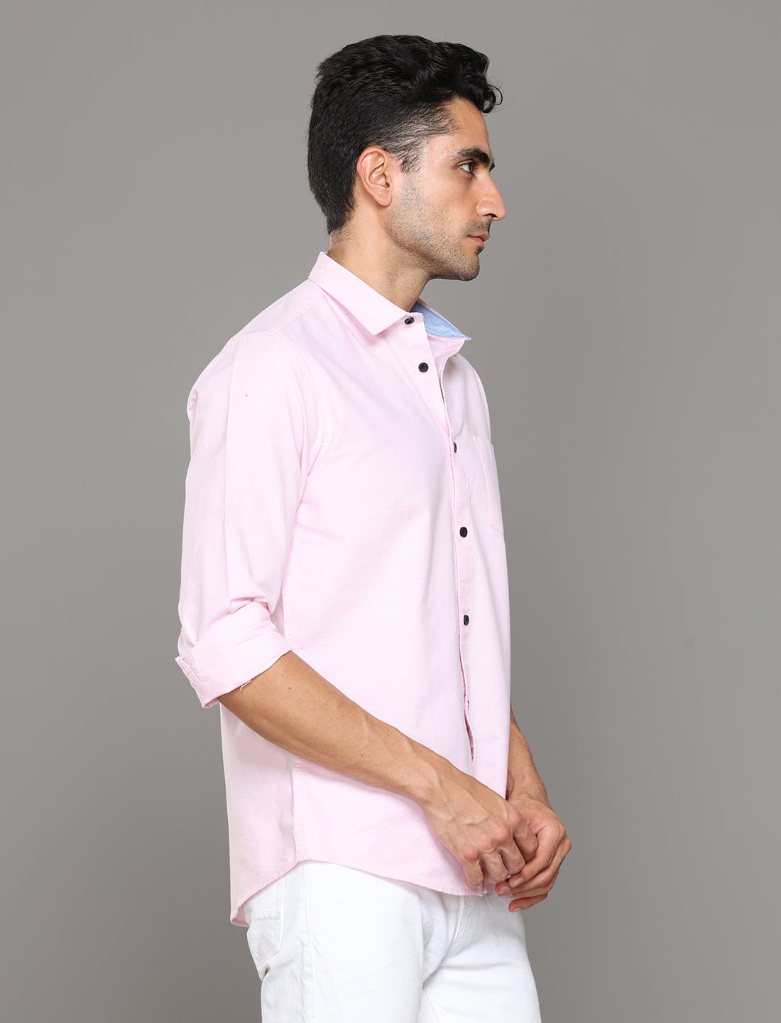 Men Baby Pink Oxford Casual Shirt - Kashyap Global Lifestyles LLP