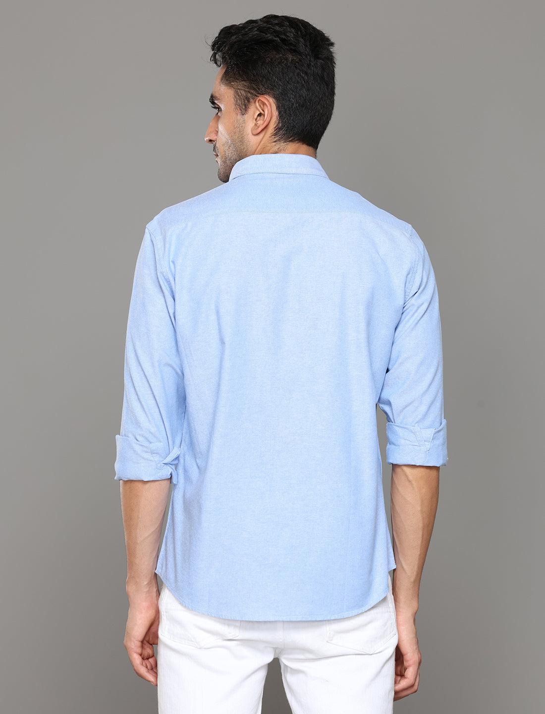 Men Blue Oxford Regular Fit Casual Shirt - Kashyap Global Lifestyles LLP