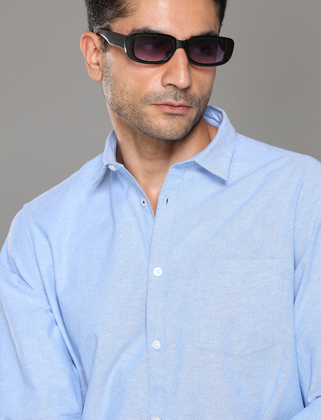 Men Blue Oxford Regular Fit Casual Shirt - Kashyap Global Lifestyles LLP