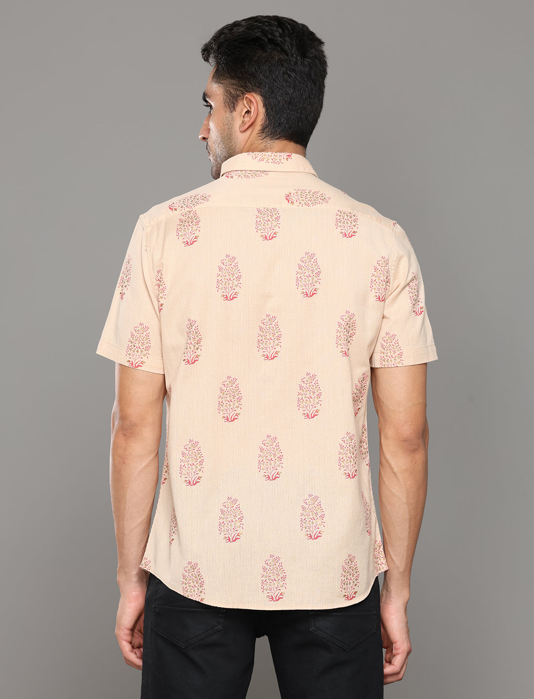 Men Beige Printed Short Sleeves Shirt - Kashyap Global Lifestyles LLP