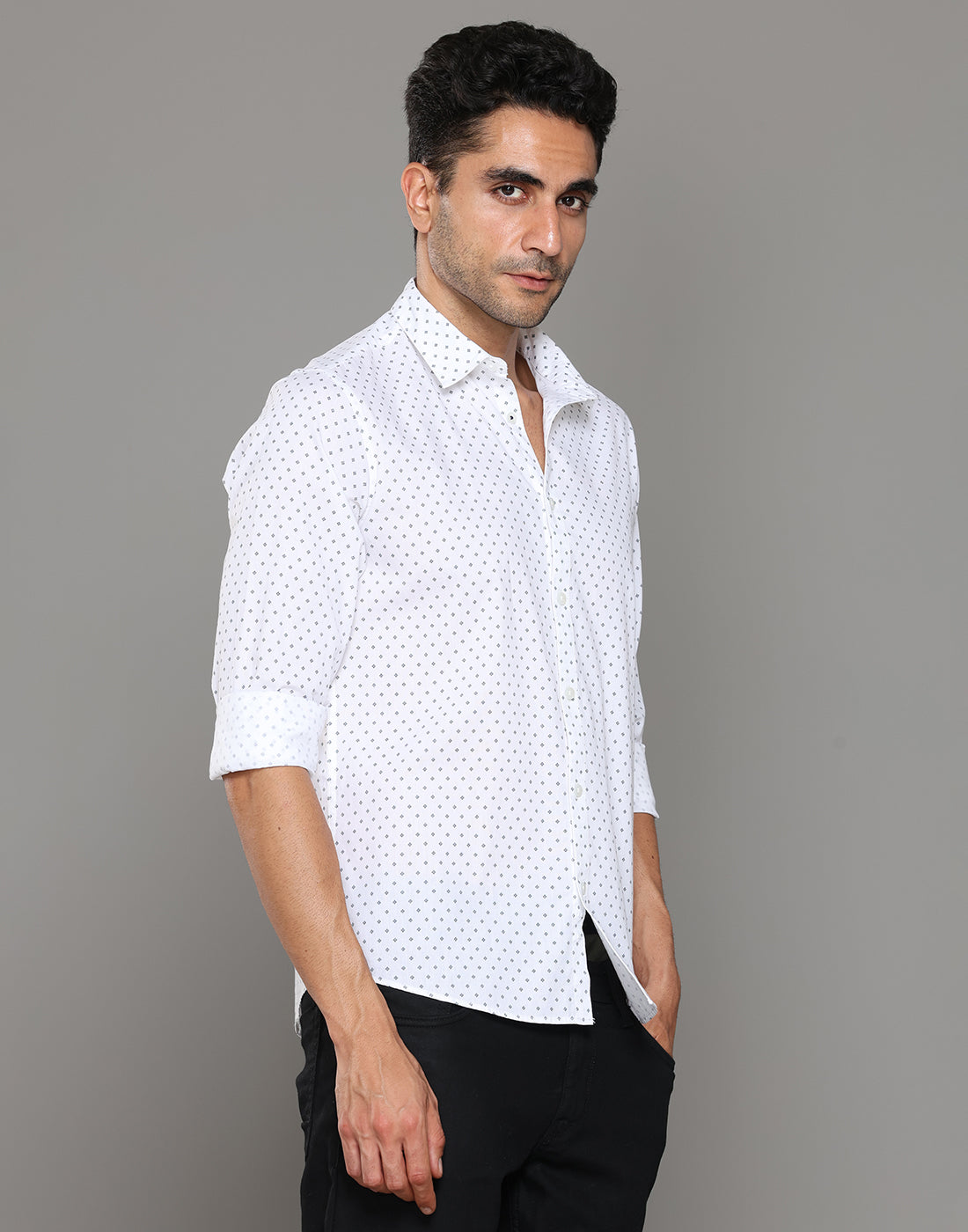 Men White Printed Regular Fit Casual Shirt - Kashyap Global Lifestyles LLP