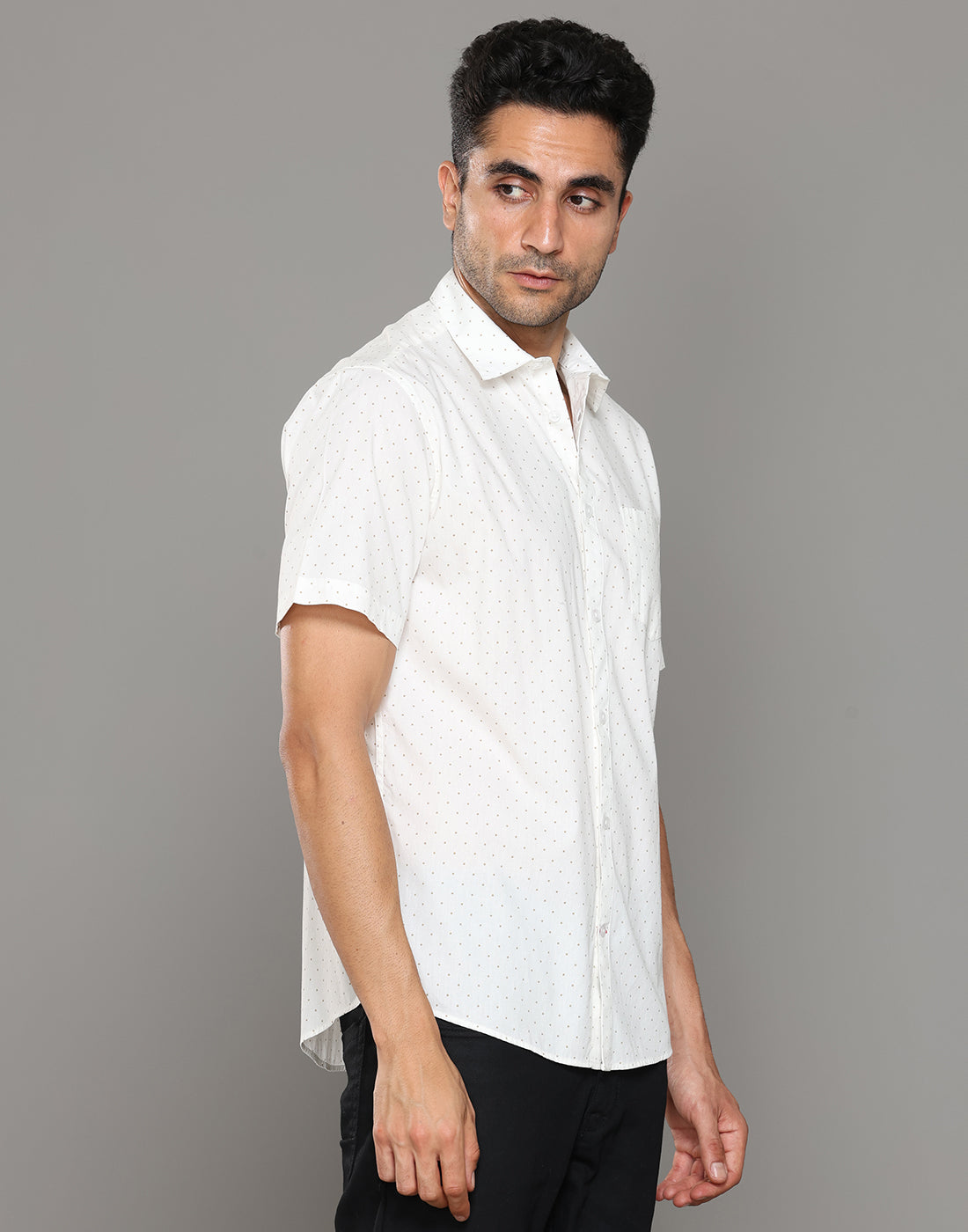 Men White Printed Short Sleeves Shirt - Kashyap Global Lifestyles LLP