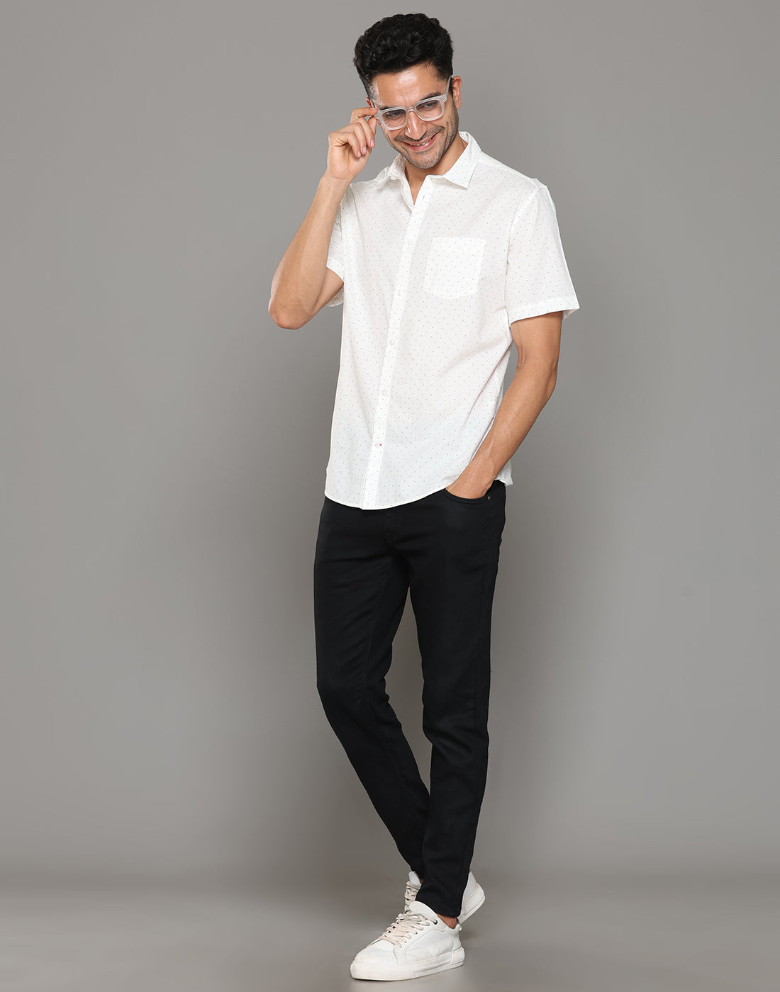 Men White Printed Short Sleeves Shirt - Kashyap Global Lifestyles LLP