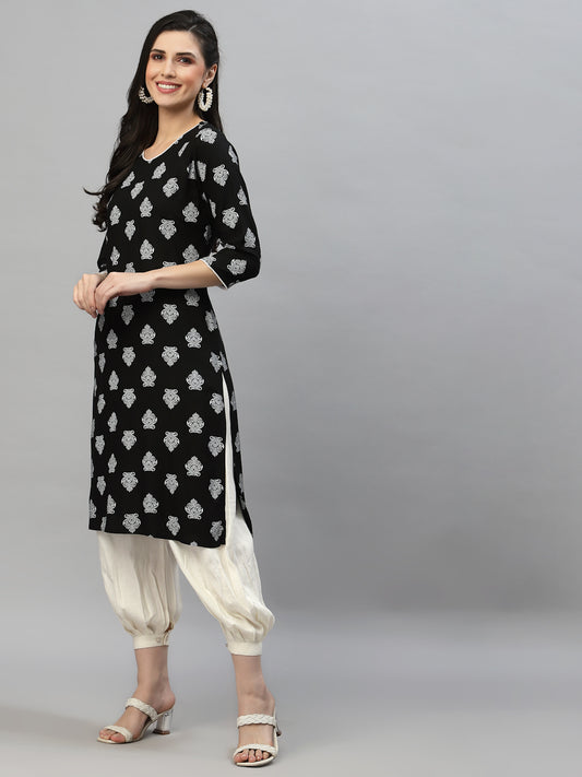 Women Black Printed Kurta - Kashyap Global Lifestyles LLP