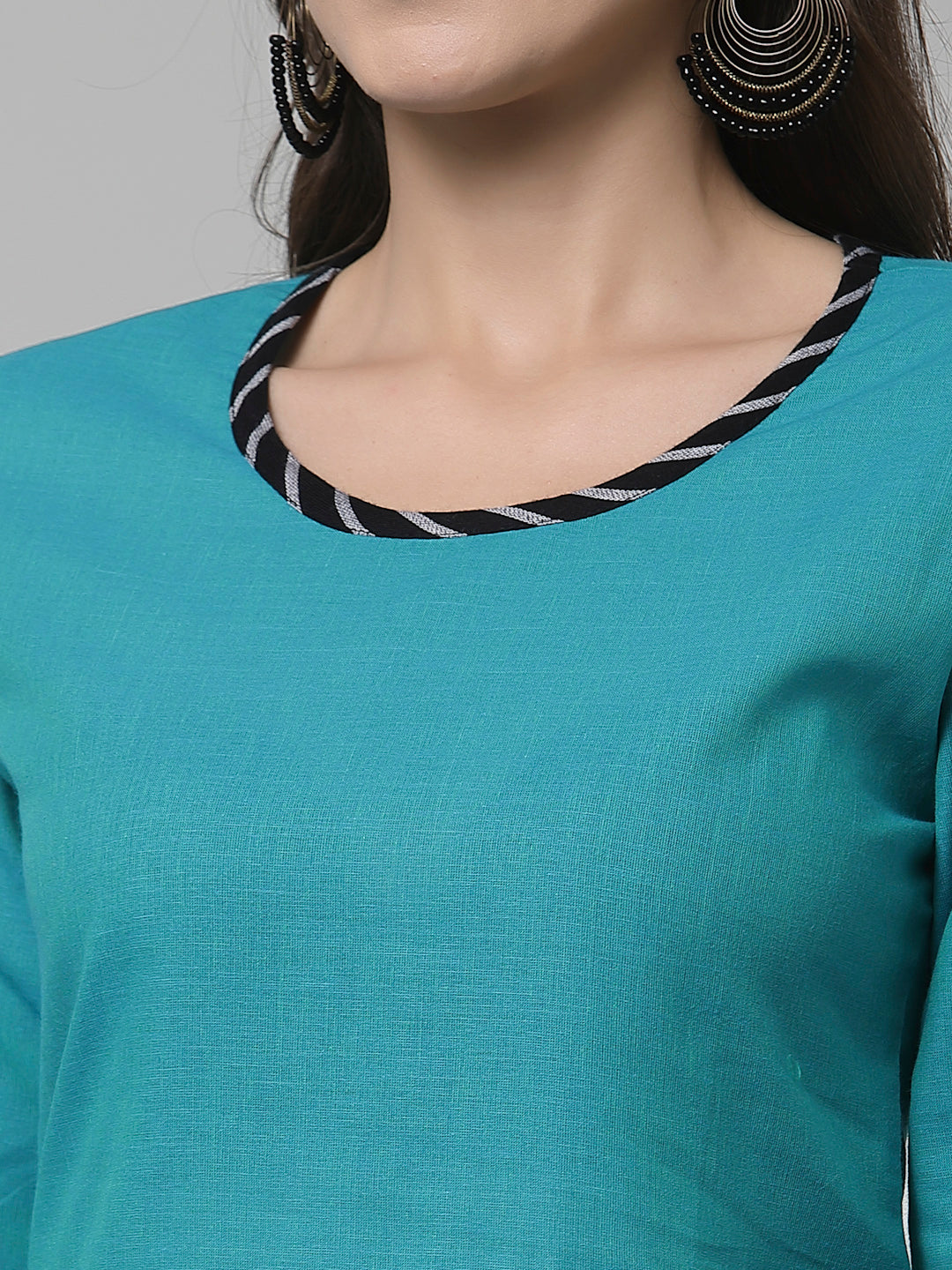 Women Terquoise Front Slit Kurta - Kashyap Global Lifestyles LLP