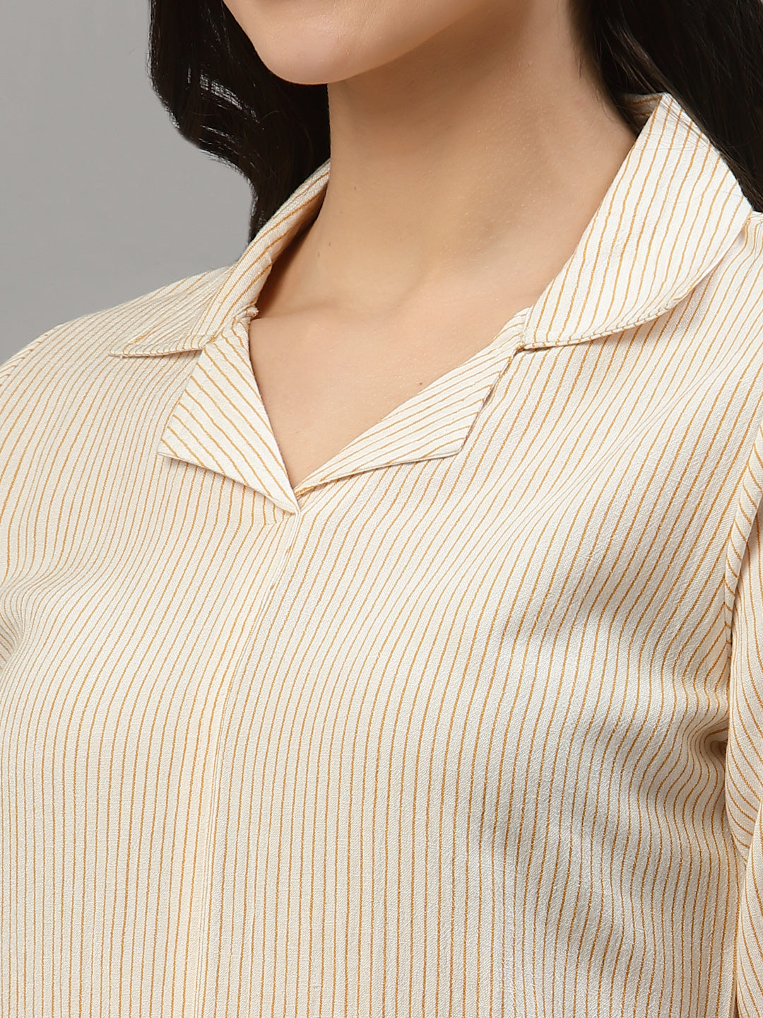 Women White & Orange Collar Neck Kurta - Kashyap Global Lifestyles LLP
