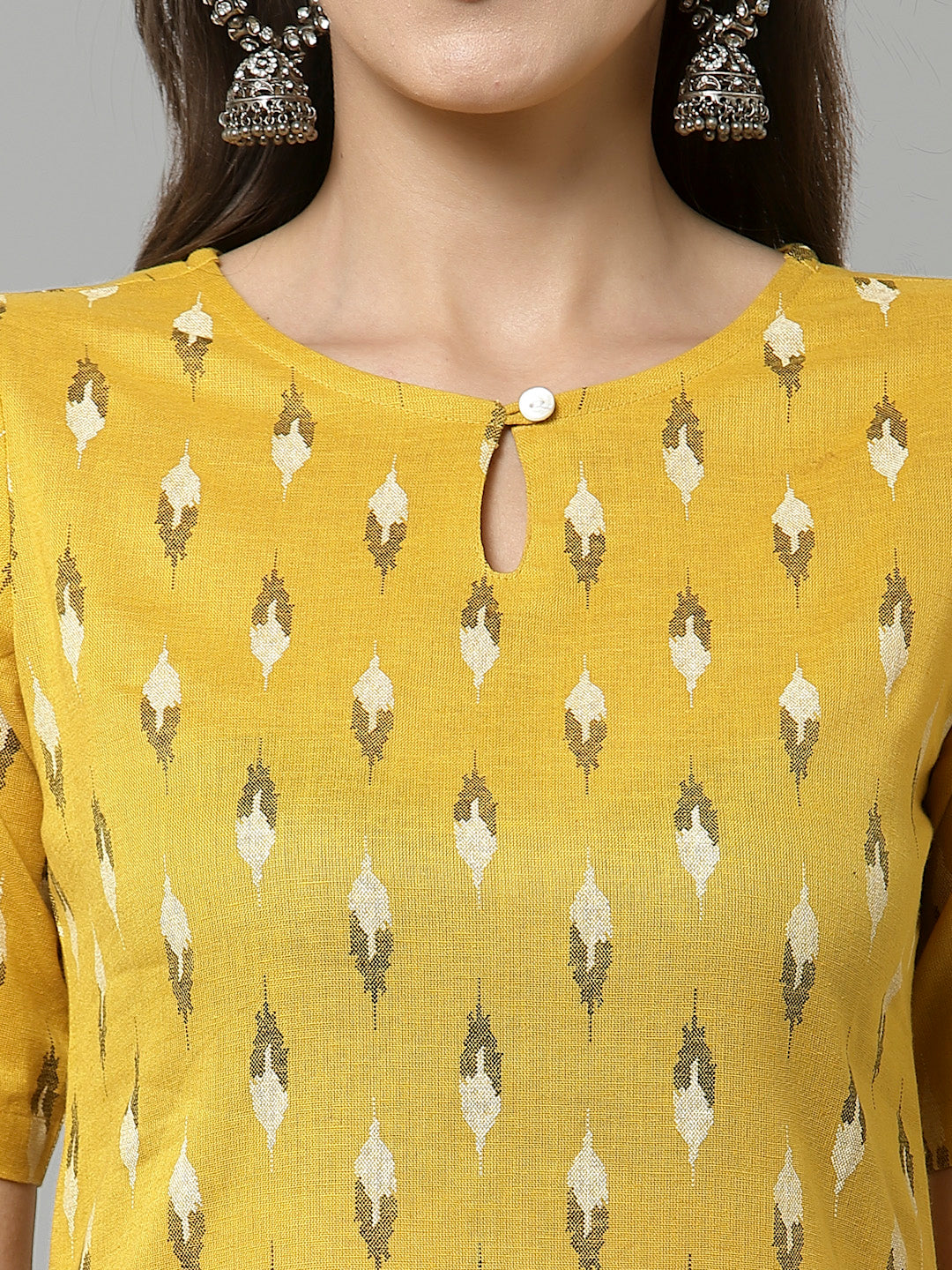 Women Geometric Print Cotton Linen Kurta - Kashyap Global Lifestyles LLP