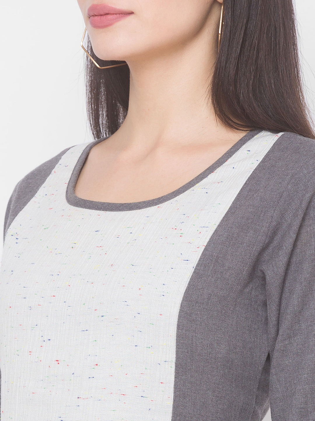 Women Grey Round Neck Flared Kurta - Kashyap Global Lifestyles LLP