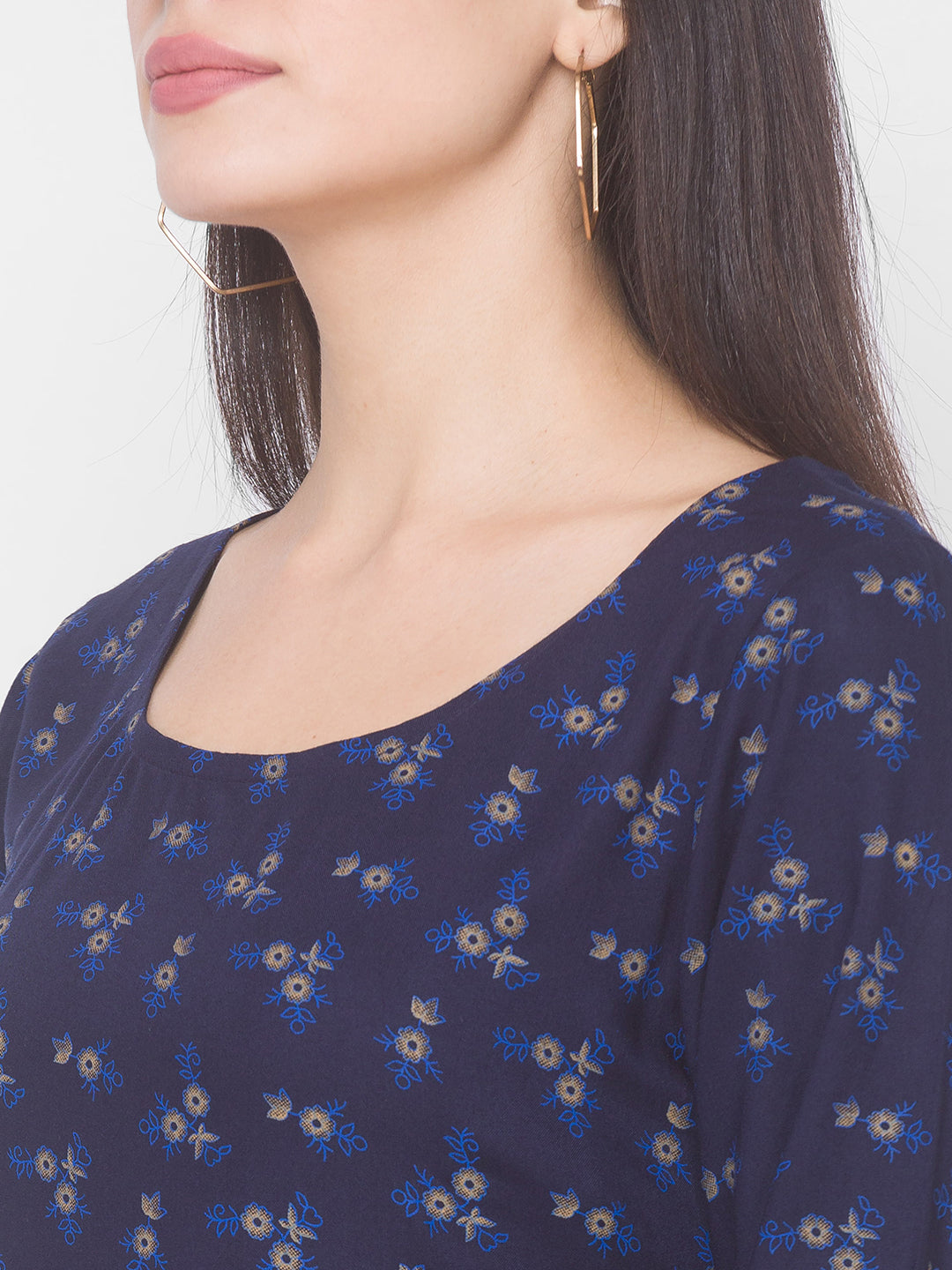 Women Blue Floral Anarkali Kurta - Kashyap Global Lifestyles LLP
