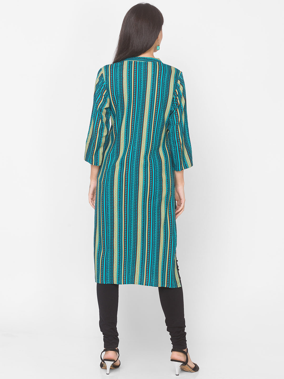 Women Blue Printed Viscose Kurta - Kashyap Global Lifestyles LLP