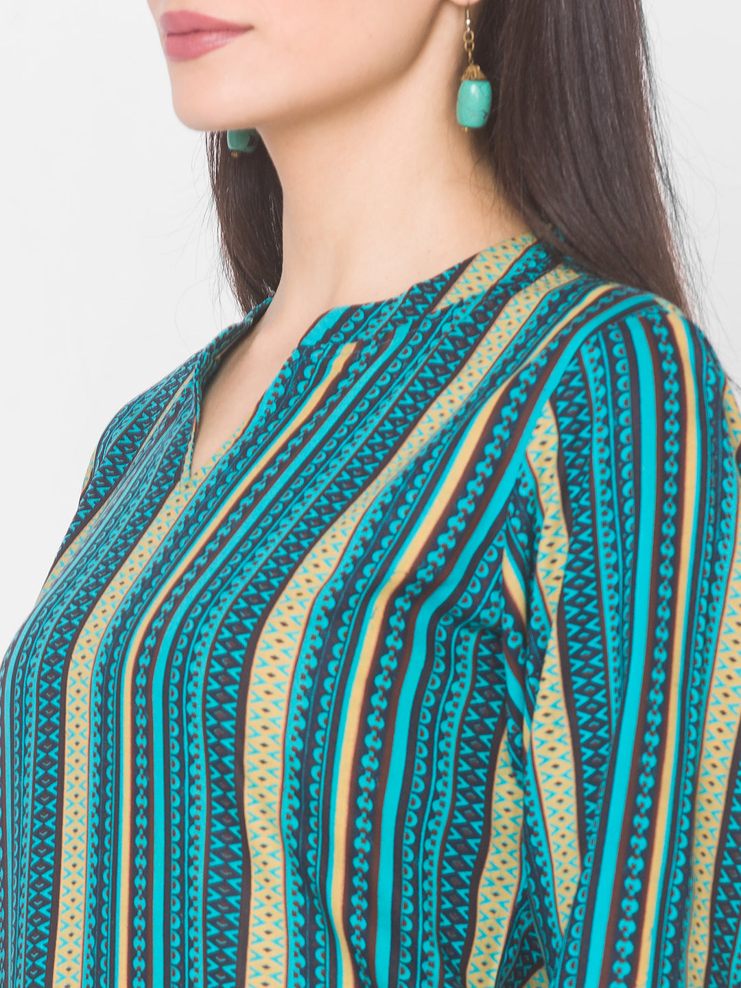 Women Blue Printed Viscose Kurta - Kashyap Global Lifestyles LLP