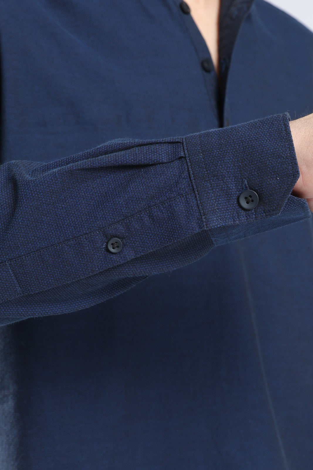 Midnight Blue Textured Short Kurta