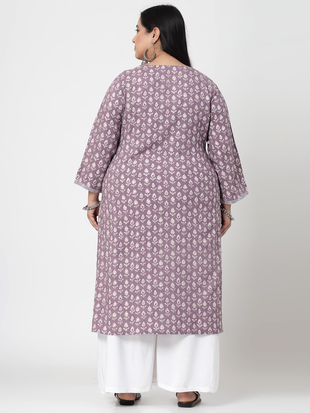 Women Plus Size Lilac Printed Kurta - Kashyap Global Lifestyles LLP