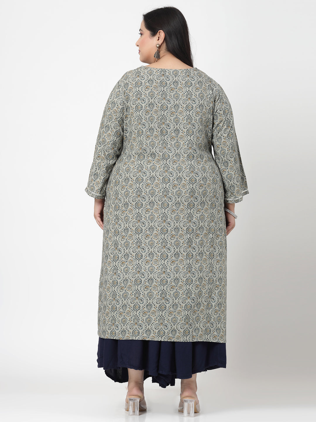 Women Plus Size Olive Kurta With Lace - Kashyap Global Lifestyles LLP