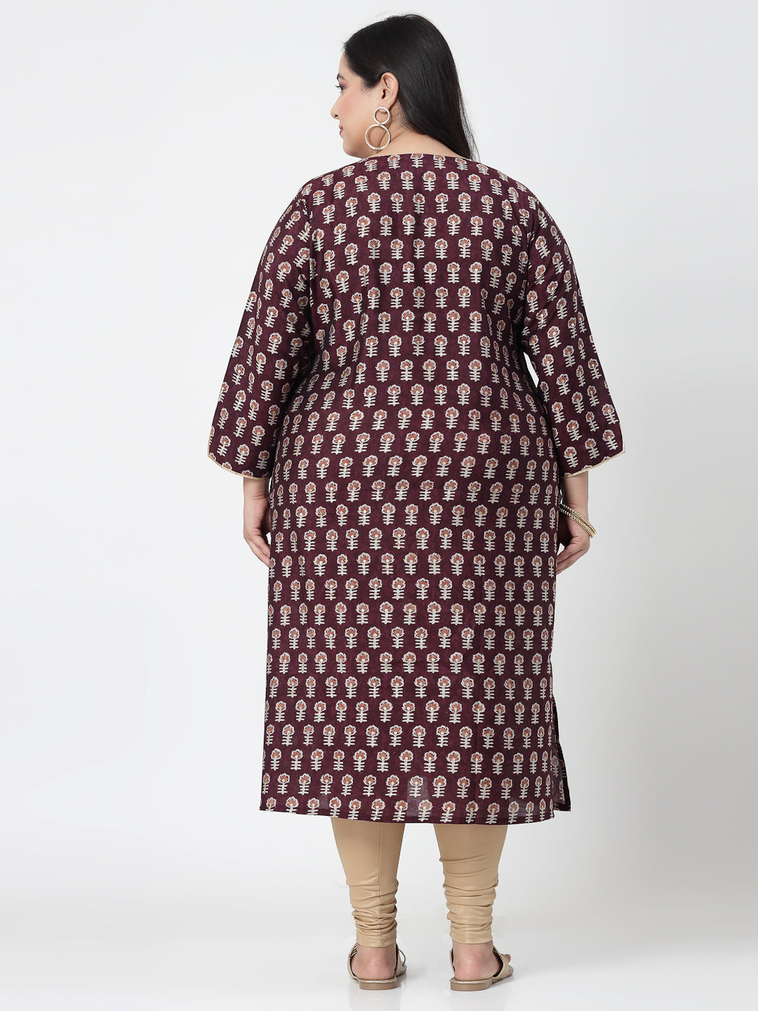 Women Plus Size Purple Printed Kurta With Lace - Kashyap Global Lifestyles LLP