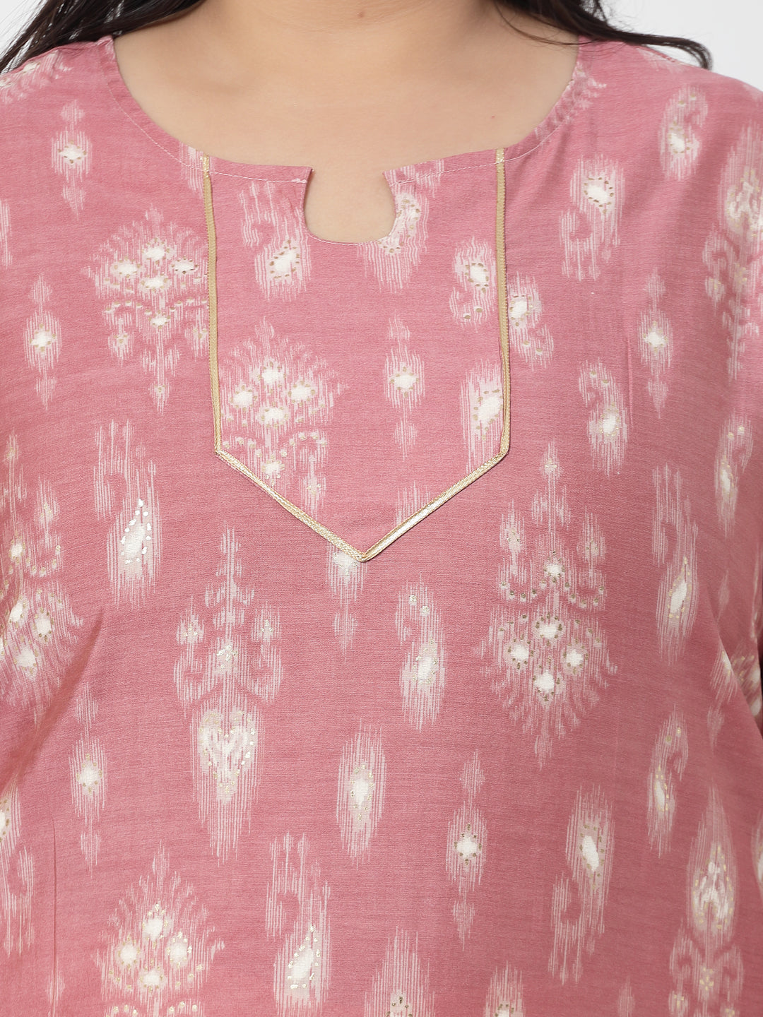 Women Plus Size Pink Ethnic Motifs Printed Gotta Patti Kurta - Kashyap Global Lifestyles LLP