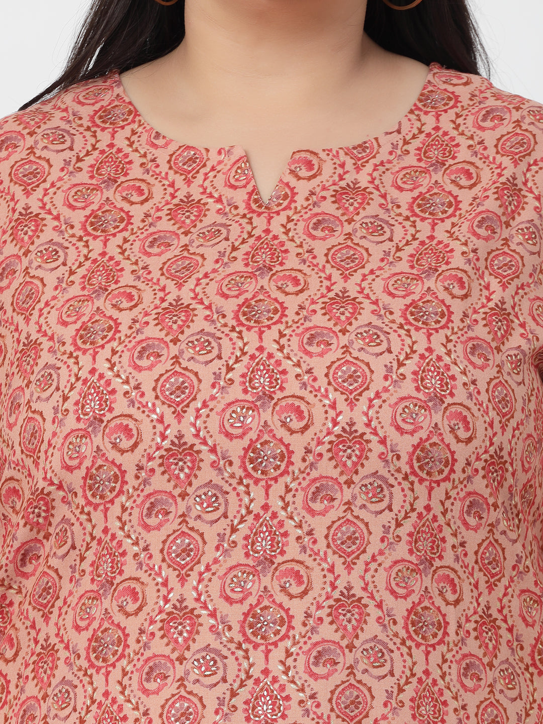 Women Plus Size Pink Kurta With Lace - Kashyap Global Lifestyles LLP